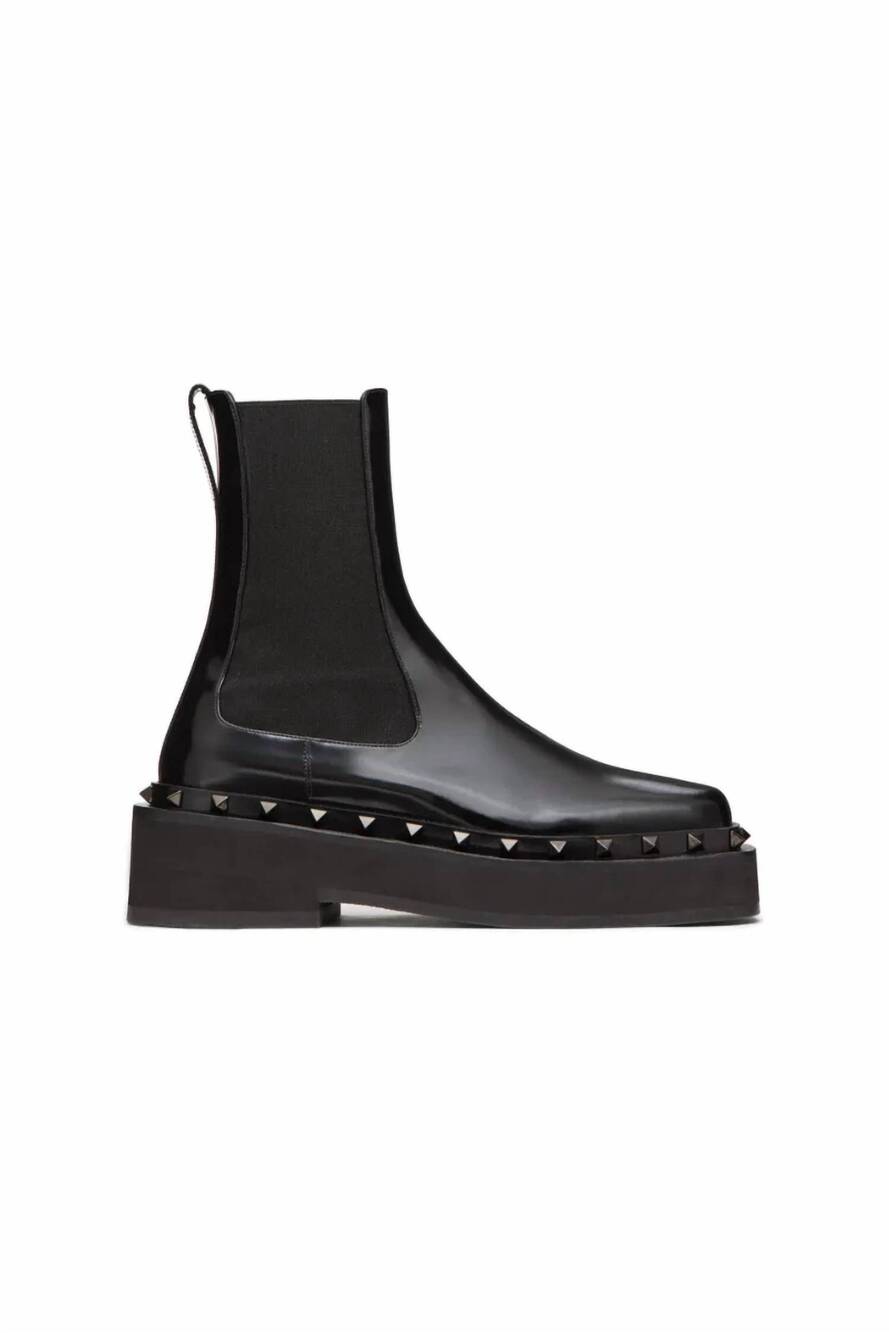 NEW VALENTINO GARAVANI women's rockstud m-way beatle boots in black